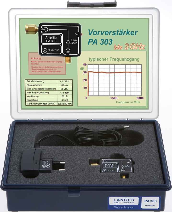 PA 303 SMA set, Preamplifier 100 kHz up to 3 GHz